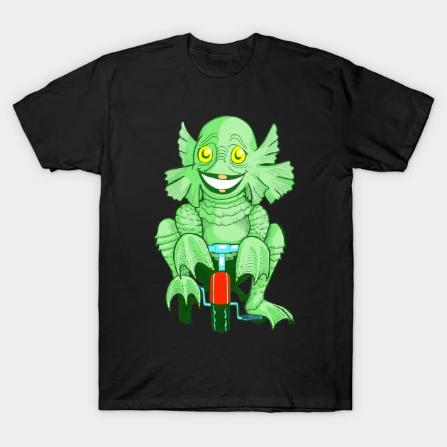 The Creature Rides Again! T-Shirt by AmysBirdHouse